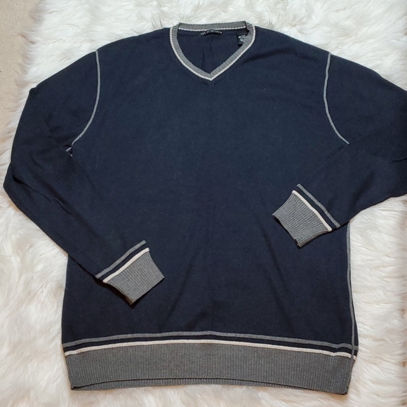 Age of Wisdom navy and gray lightweight  sweater L - Picture 4 of 6